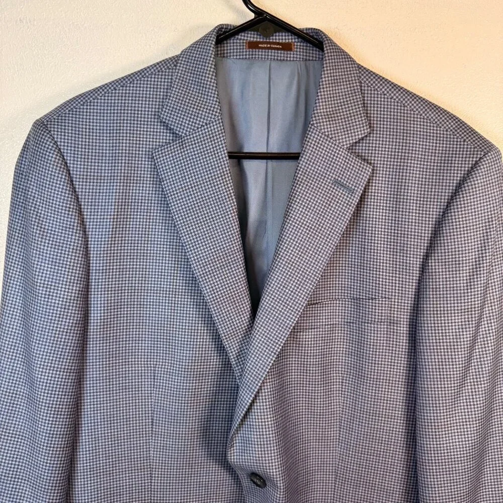 Peter Millar Wool Blazer Sport Coat Mens 40 Regular Blue Gingham Plaid Golf
